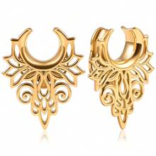 2 Piezas Túneles Para Orejas Con Tapón De Acero Inoxidable Y Diseño De Agujero, Calibradores De Silla Estiradora Para Expansor De Lóbulo De Oreja, Joyería Del Cuerpo De La Perforación - Hueco - Ver 23