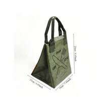 1pc Paper Bento Bag Lunch Box Bag Waterproof And Oilproof Insulation Bag Handbag Office Worker Lunch Box With Handle For Office Workers To Keep Food Warm - Army Green - View 2