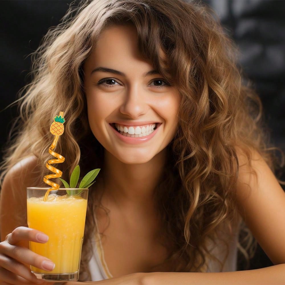 12 Pieces Resuable Curly Plastic Straws Ice Cream Fruit Party Straws