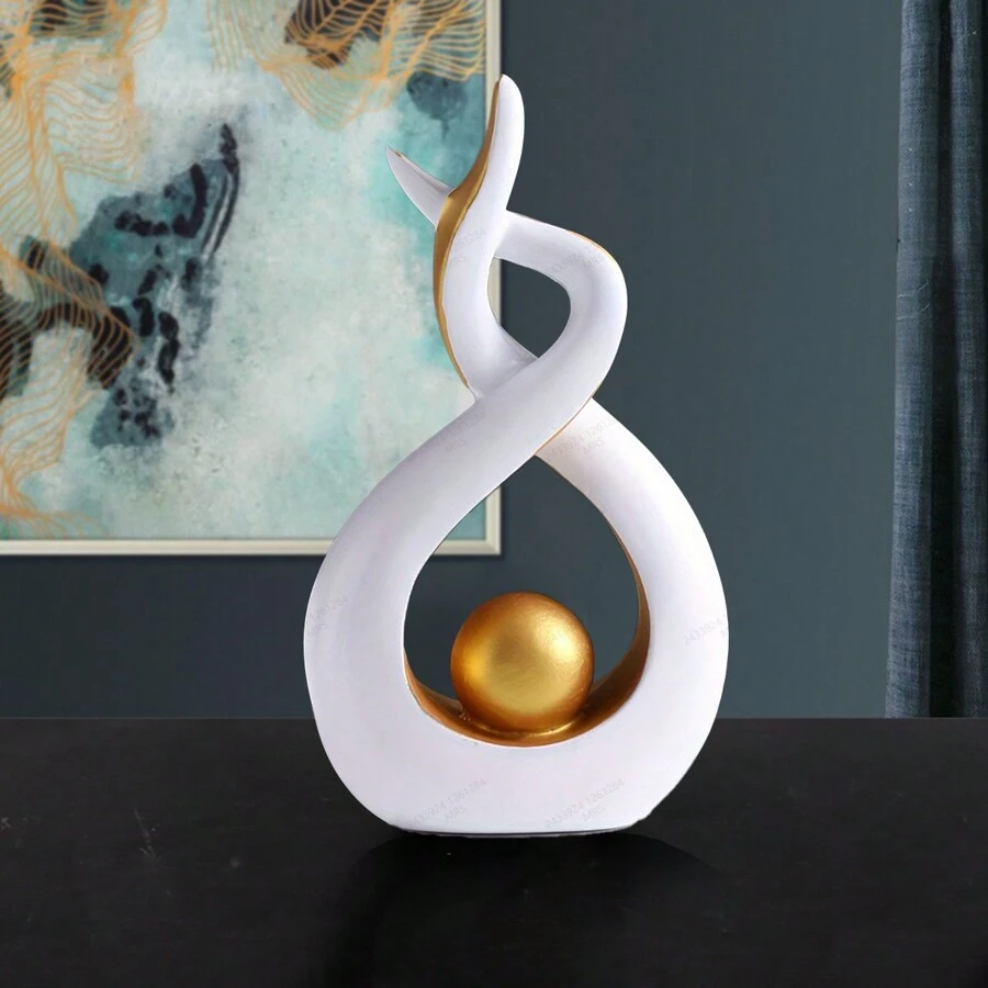 1pc Creative Holy Fire Flame Statue Decoration For Living Room, Hallway, TV Cabinet, Office Desk, Wine Cabinet - White - View 1