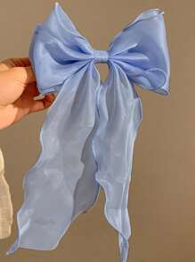 1入組女士粉色網狀大蝴蝶結髮夾/髮飾,適合日常使用,可愛 - 粉色 - 查看 7