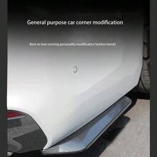 1套汽車前後桿唇分流器分離器刮傷保護碳纖維進氣道側裙擴展裝置 黑色通用款 - 黑色 - 查看 3