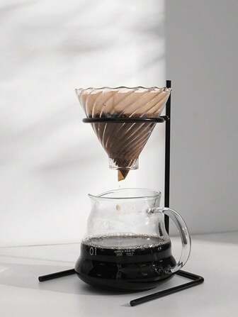 1 件黑色金屬蛇形/直形鐵製咖啡滴注站,現代簡約風格易於清潔便攜式傾倒式支架適合家庭廚房、咖啡館、甜點店、餐廳、戶外露營和旅行