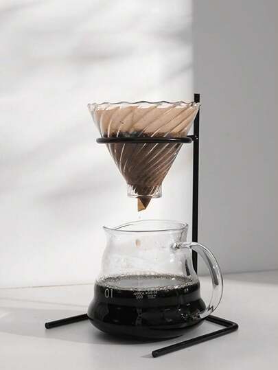 1 件黑色金屬蛇形/直形鐵製咖啡滴注站,現代簡約風格易於清潔便攜式傾倒式支架適合家庭廚房、咖啡館、甜點店、餐廳、戶外露營和旅行