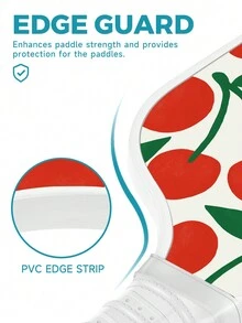 Pickleball Set, 2 Rackets, 4 Balls, 1 Pack, High-Density Fiberglass Frosted Surface With A Lightweight Pickball Rack, Red Cherry Pomegranate Pattern, Suitable For Indoor And Outdoor Entertainment, Sports, Professional Competitions, Etc - Red - View 6