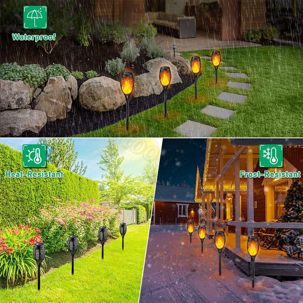 Flashlight On Path LED Solar Flicker Flame Flashlight Waterproof Dancing Path Garden Light ...