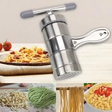 1Pc Making Spaghetti Multifunctional Press Pasta Machine Fruits Juicer Stainless Steel With 5 Pressing Moulds Manual Noodle Maker - Silver - View 9