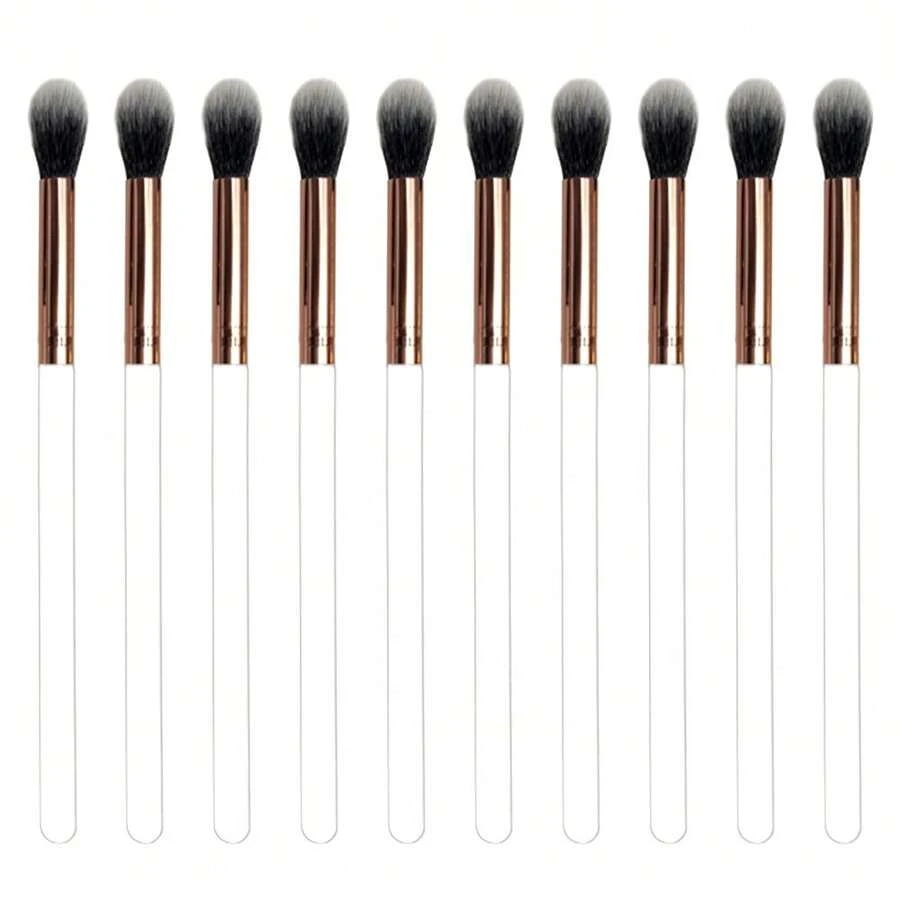 10 件裝高光澤刷腮紅刷點妝刷便攜式粉刷短柄奧丁粉刷美容工具 - 無色 - 查看 1