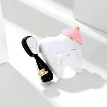 女性創意小牙齒形別針,卡通風可愛胸花,高端精美別針,優雅配件 - 白色 - 查看 3