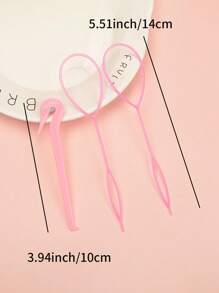 3pcs Children's Detangling Hair Brushes Set, Including Disposable Hair Ties, Hair Detangler Hook, Braiding Tool - 粉色 - 查看 4