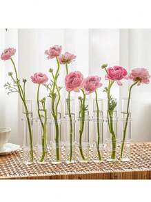 8pcs/Set Transparent Hydroponic Test Tube Flower Vase, Bendable Decorative Vase For Fresh Flowers - Clear - View 8