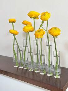 8pcs/Set Transparent Hydroponic Test Tube Flower Vase, Bendable Decorative Vase For Fresh Flowers - Clear - View 9