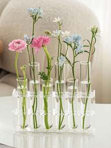 8pcs/Set Transparent Hydroponic Test Tube Flower Vase, Bendable Decorative Vase For Fresh Flowers - Clear - View 7
