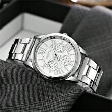 2入組不銹鋼石英手錶,男女休閒時尚金色女裝鐘錶腕錶,假日禮物生日 - 銀色 - 查看 2