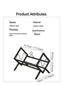 1入組金屬唱片架,桌上唱片儲存架,簡單快速組裝,黑膠唱片展示架,可以放置相簿、書、雜誌、文件等,適用於家庭學校辦公室用品,藝術和手工藝用品 - 黑色 - 查看 7