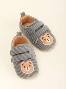 1 Pair Boy's Cute Bear Design Soft Sole Anti-Slip First Walker Shoes For Spring And Autumn Seasons, Ages 0-1 Years Old - Grey - View 4