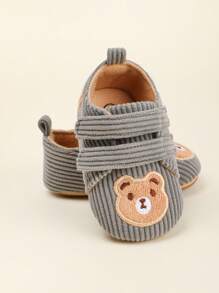 1 Pair Boy's Cute Bear Design Soft Sole Anti-Slip First Walker Shoes For Spring And Autumn Seasons, Ages 0-1 Years Old - Grey - View 3