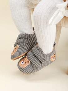 1 Pair Boy's Cute Bear Design Soft Sole Anti-Slip First Walker Shoes For Spring And Autumn Seasons, Ages 0-1 Years Old - Grey - View 10