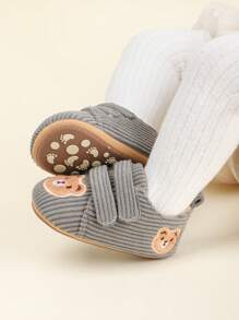 1 Pair Boy's Cute Bear Design Soft Sole Anti-Slip First Walker Shoes For Spring And Autumn Seasons, Ages 0-1 Years Old - Grey - View 9