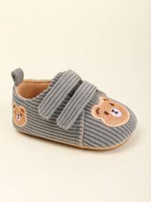 1 Pair Boy's Cute Bear Design Soft Sole Anti-Slip First Walker Shoes For Spring And Autumn Seasons, Ages 0-1 Years Old - Grey - View 2