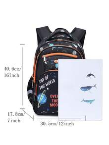 CUSANGEL 黑色火箭設計大容量小學生背包 - 彩色 - 查看 4