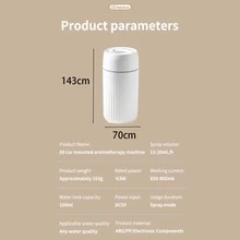 1pc White Car Aromatherapy Essential Oil Diffuser & Usb Humidifier With Colorful Led Light & Auto Shut Off For Car, Home, Travel, Bedroom, Office - White - View 3