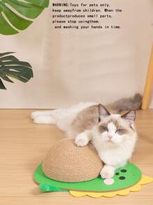 1pc Cat Toy Dinosaur Shaped Cat Scratching Board With Ball & Sword, Durable & , Ideal For Cat Claws Care, Vertical Design For Space Saving - Green - View 3