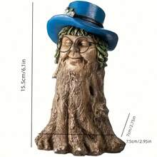 New Tree Stump Sculpture Creative Resin Crafts, Lovely Decorative Garden Ornament - Blue Hat - View 2