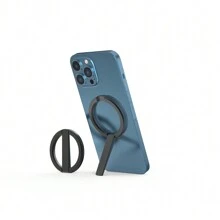 適用於iPhone 12 13 14 15 Pro Max系列手機殼的Magsafe磁吸式支架，便攜式迷你合金折疊式桌面手機支架 - 黑色 - 查看 12