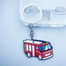 1入組鋅合金鑰匙扣，滅火器、消防帽、消防服、消防車配對鑰匙鏈，適用於家用、汽車鑰匙鏈，多樣配對及多功能鑰匙扣，鋅合金鑰匙扣鑰匙鏈 - 銀色/消防車鑰匙圈1 - 查看 1