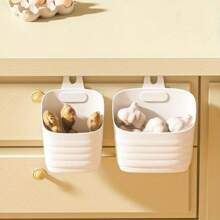 1個可掛牆塑料掛籃,可堆疊的廚房、浴室、臥室蔬菜儲存容器 - 白色 - 查看 1