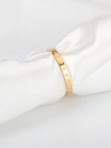 1pc Stainless Steel 2024 New Full Circle Heart Ring, Simple Index Finger Ring, Couple Ring For Women - Yellow Gold - View 2