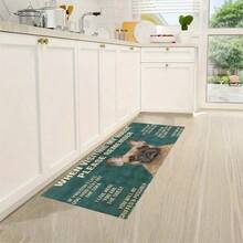 1 件隨機出貨超柔軟水晶絨廚房墊浴室吸水快乾防滑地墊廁所入口地毯抗疲勞墊 - 綠色底鬥牛犬 - 查看 1
