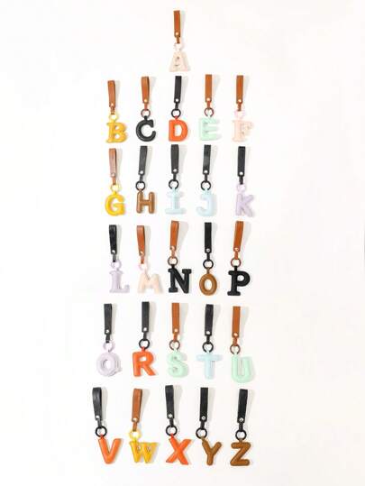 1件金色搭扣PU皮革英文字母吊坠个性化时尚女士钥匙扣休闲礼品纪念品