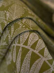 1 件绿色叶子印花窗帘，波西米亚风半透明农舍风格流苏窗帘，米色，适用于客厅、卧室、飘窗、餐厅、厨房、节日装饰，四季皆宜 - 綠色 - 查看 5