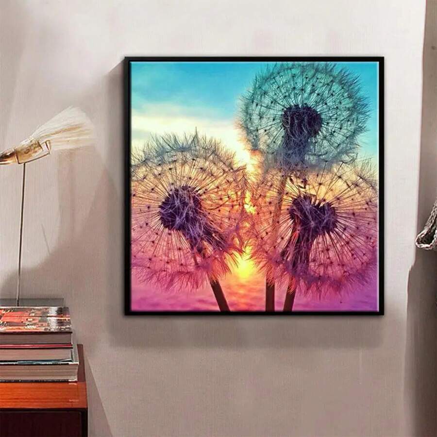 1 件 5d Diy 鑽石畫,11.8x11.8 英寸,牆壁藝術,風景蒲公英,全水鑽畫,刺繡套件,手工家居裝飾 - 彩色 - 查看 1