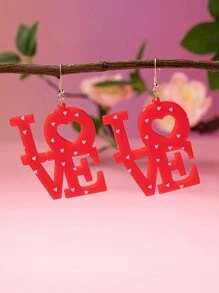 1 對壓克力粉紅色字母 Love Xoxo 心形情人節耳環,女士禮物,送給妻子女朋友的禮物 - 彩色 - 查看 11