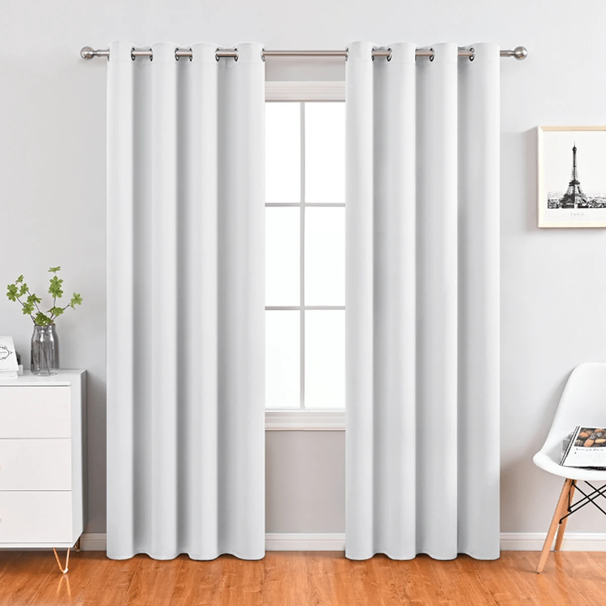 Blackout Curtains 275 Cm Width X 215 Cm Length Minimalist Single Panel Blackout Curtain For Bedroom And Living Room, 1 Piece - Light Grey - View 1