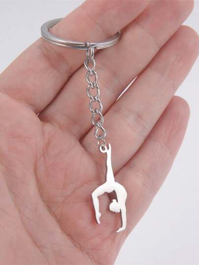 Street 1pc Women's Gymnastics Shaped Stainless Steel Keychain, For Dance Enthusiasts, Besties, Sisters Key Ring Pendant Car Accessories Bag Charm School Cute Goth Y2k Christmas Gift Ideas Bag Accessories Lanyards With Id Holder Car Accessories Bag Charms