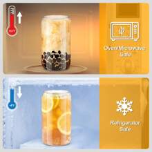 6 Pcs Glass Cups With Bamboo Lids And Straws,16 Oz Glass Tumbler With Straw And Lid, Ice Coffee Glasses Cute Tumbler Cup Great For Soda Boba Tea Cocktail Include 2 Cleaning Brushes - 6 cái 16oz trong suốt - Xem 3