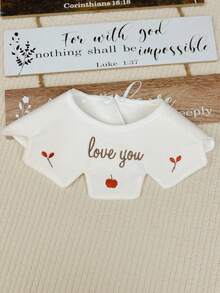 1 件裝嬰兒口水圍兜,搭配可愛蘋果刺繡,時尚可調節,適合日常使用 - 白色 - 查看 4