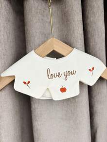 1 件裝嬰兒口水圍兜,搭配可愛蘋果刺繡,時尚可調節,適合日常使用 - 白色 - 查看 6