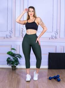 LLEVO Women Sports Leggings - 軍綠色 - 查看 4