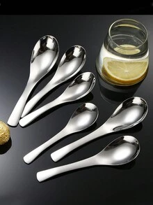 1pc/6PCS 6.57英寸304不锈钢加厚伯爵灰勺、汤勺、不锈钢咖啡勺、简约奶勺、现代搅拌勺、可重复使用勺子、可洗甜品勺、食堂酒店餐具、餐厅餐具、