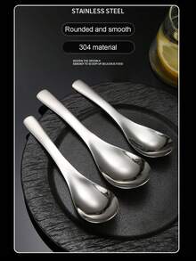 1pc/6PCS 6.57英寸304不锈钢加厚伯爵灰勺、汤勺、不锈钢咖啡勺、简约奶勺、现代搅拌勺、可重复使用勺子、可洗甜品勺、食堂酒店餐具、餐厅餐具、