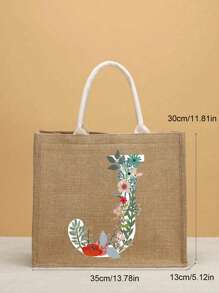 Túi Xách tay Nữ Lá thư Thực vật - Màu Khaki - Xem 7