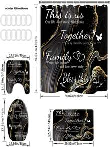 YBLZGCN 家居裝飾防水浴簾套裝附 12 個掛鉤馬桶蓋座椅浴墊浴室防滑地毯地毯聚酯纖維窗簾窗戶浴室配件 - 彩色 - 查看 3