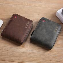 Portafoglio retrò alla moda da uomo con cerniera, multifunzionale, porta carte di credito e fermasoldi, adatto ai giovani, con colori a contrasto, versatile, alta capacità, stile vintage, portafoglio da uomo