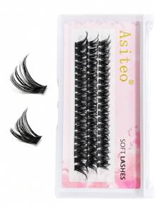 Asiteo 60 Clusters, 60D 12/14/16mm Curling Cluster Lashes , Individual False Eyelashes For DIY Lash Extensions, Long, Thick, And Natural-Looking - C - View 6