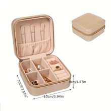 Pu 皮革旅行首飾盒帶素描花朵伴娘禮物女孩和女士生日禮物 - 05-Gold - 查看 2